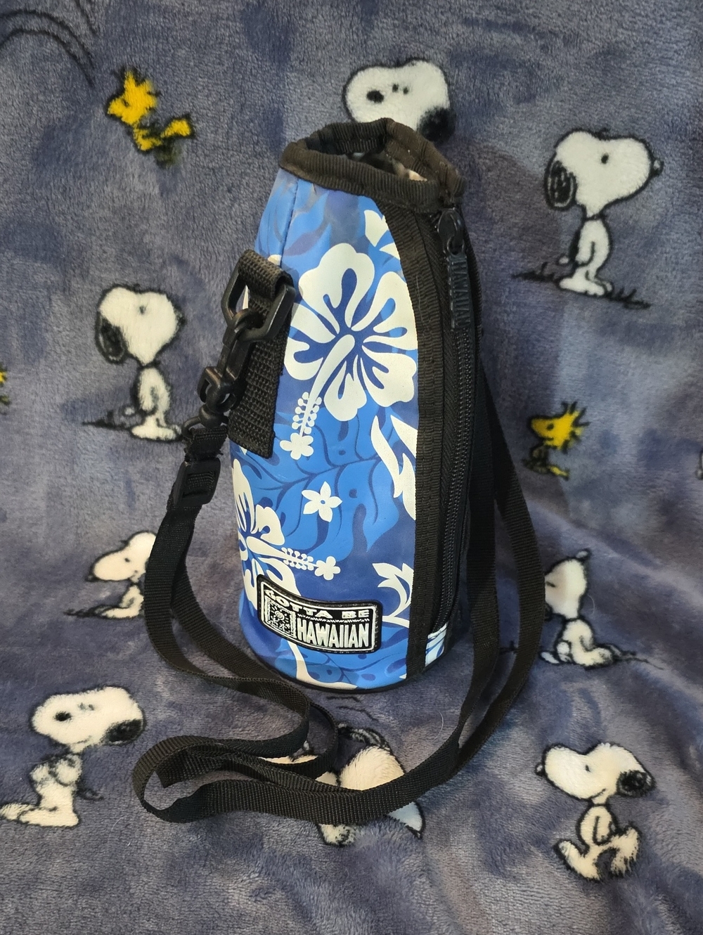 Blue Floral Insulated Bottle Sling Bag